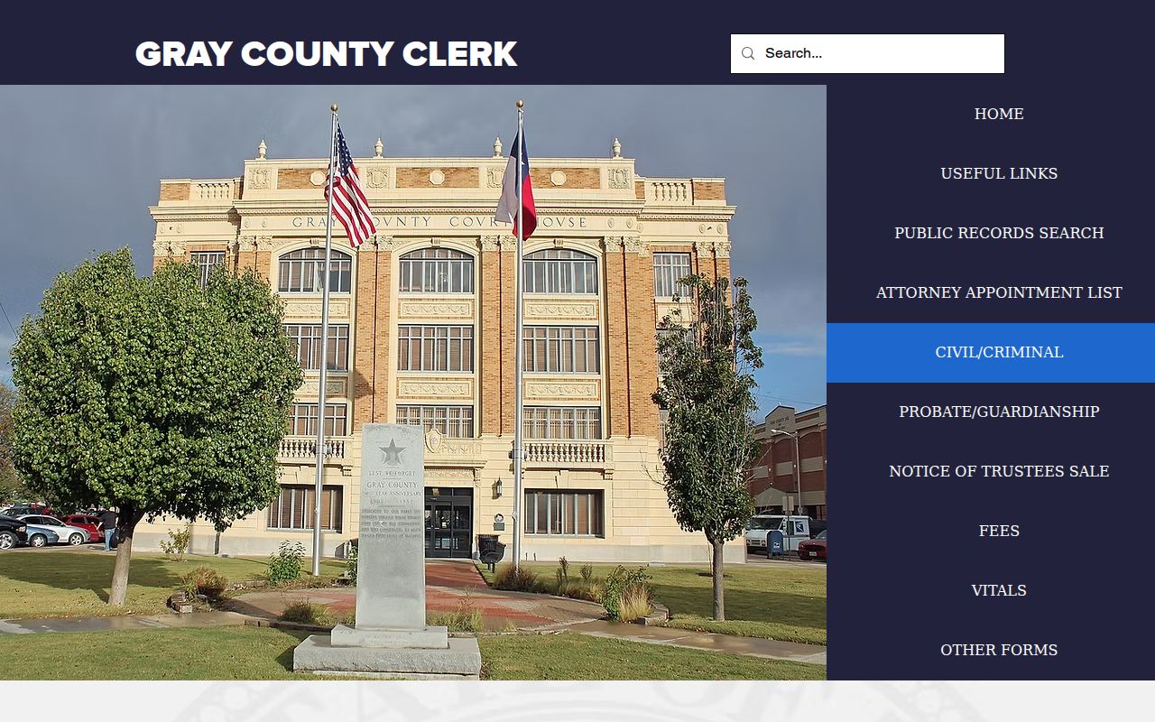 Gray County active warrant records County Clerk criminal filing page