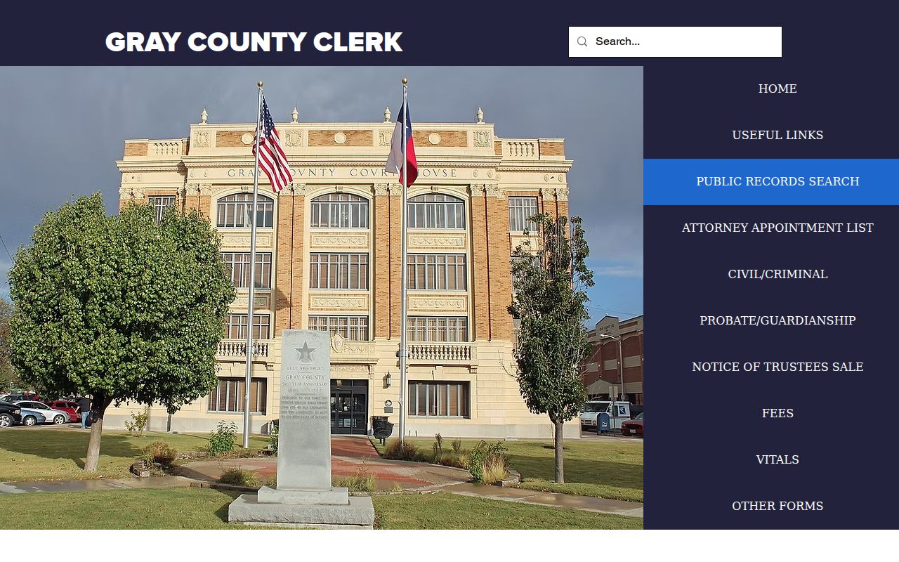 Gray County warrant search public records index disclaimer