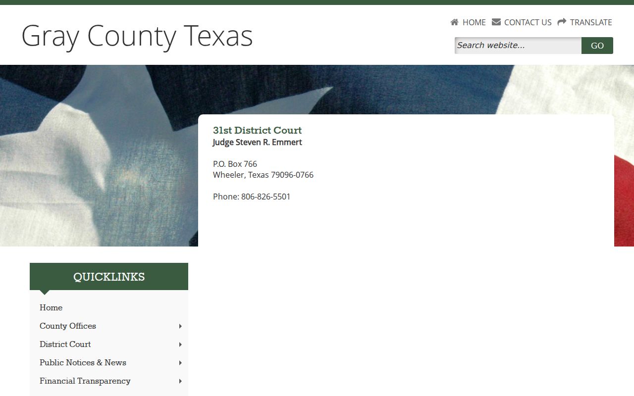 Gray County arrest warrant 31st District Court contact page