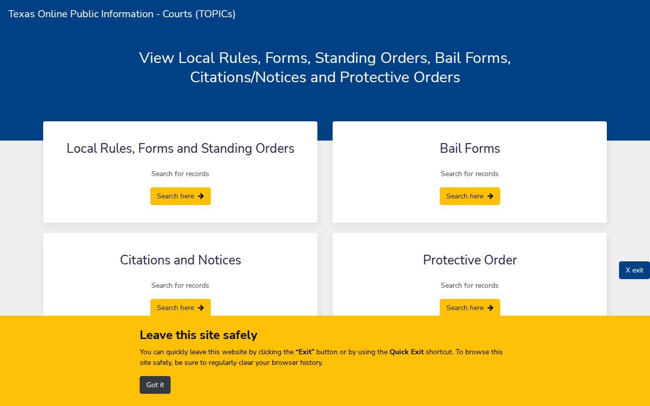 Gray County bench warrant statewide court information portal