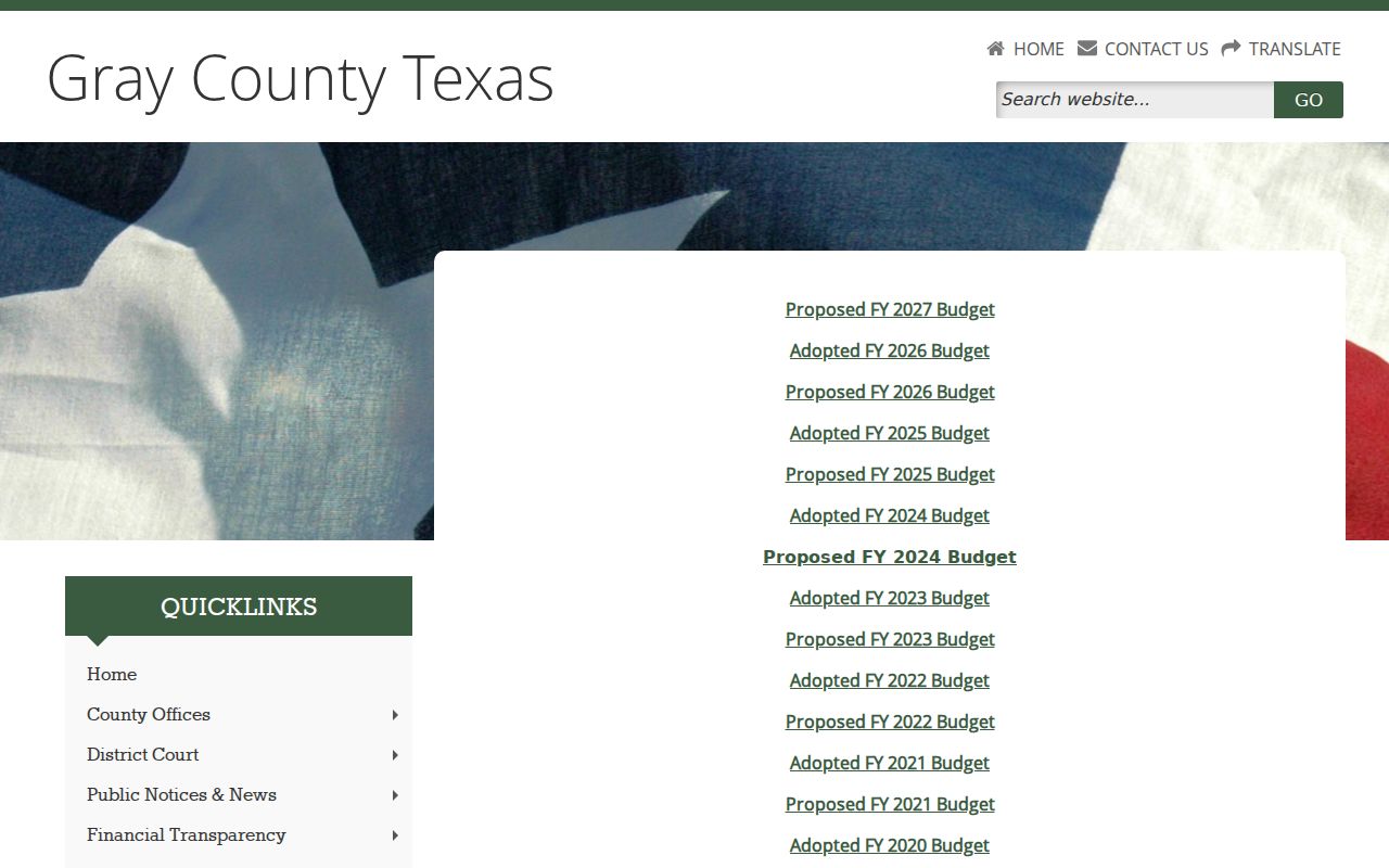 Gray County warrant records budget showing separate court and sheriff functions