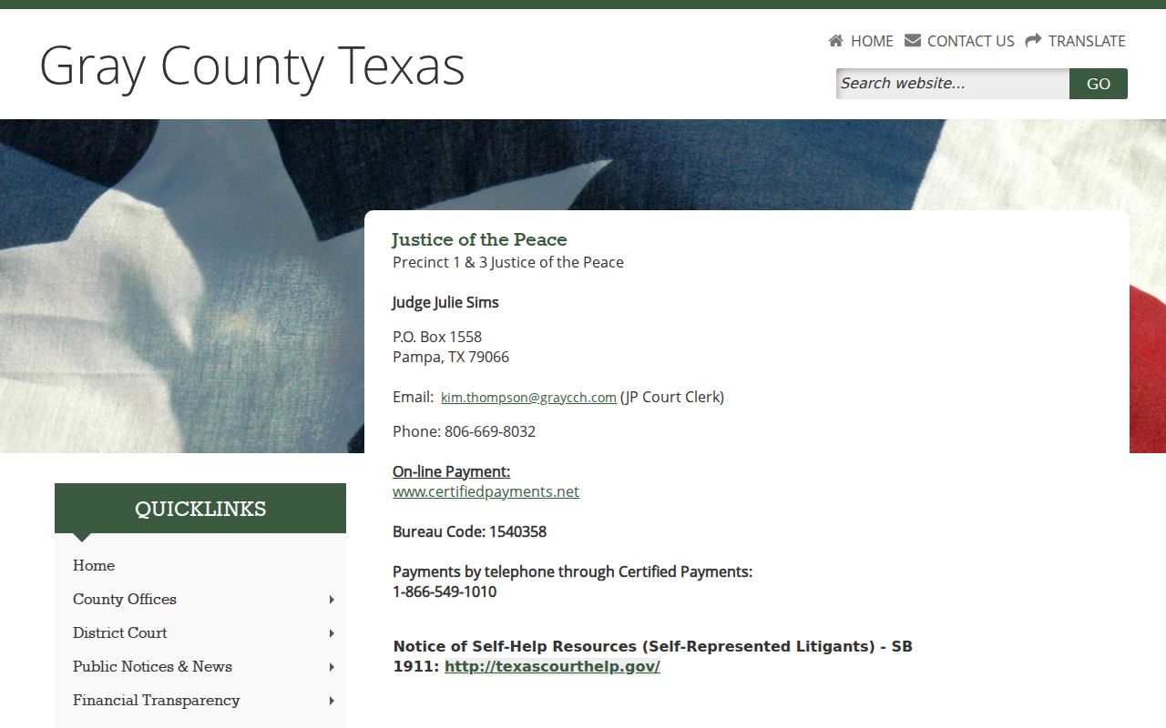 Gray County bench warrant JP Precincts 1 and 3 contact and forms
